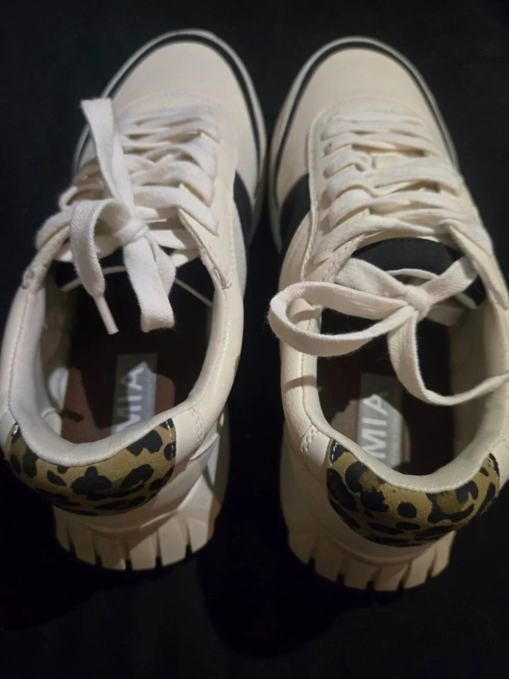 MIA Cream Black Leopard Chunky Sneakers Size 9 NWOT